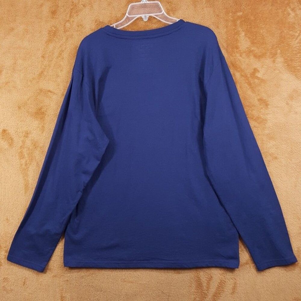IZOD Shirt Mens Large Blue Pullover Crew Long Sleeve T-Shirt Sleep Tee Casual - Picture 3 of 4